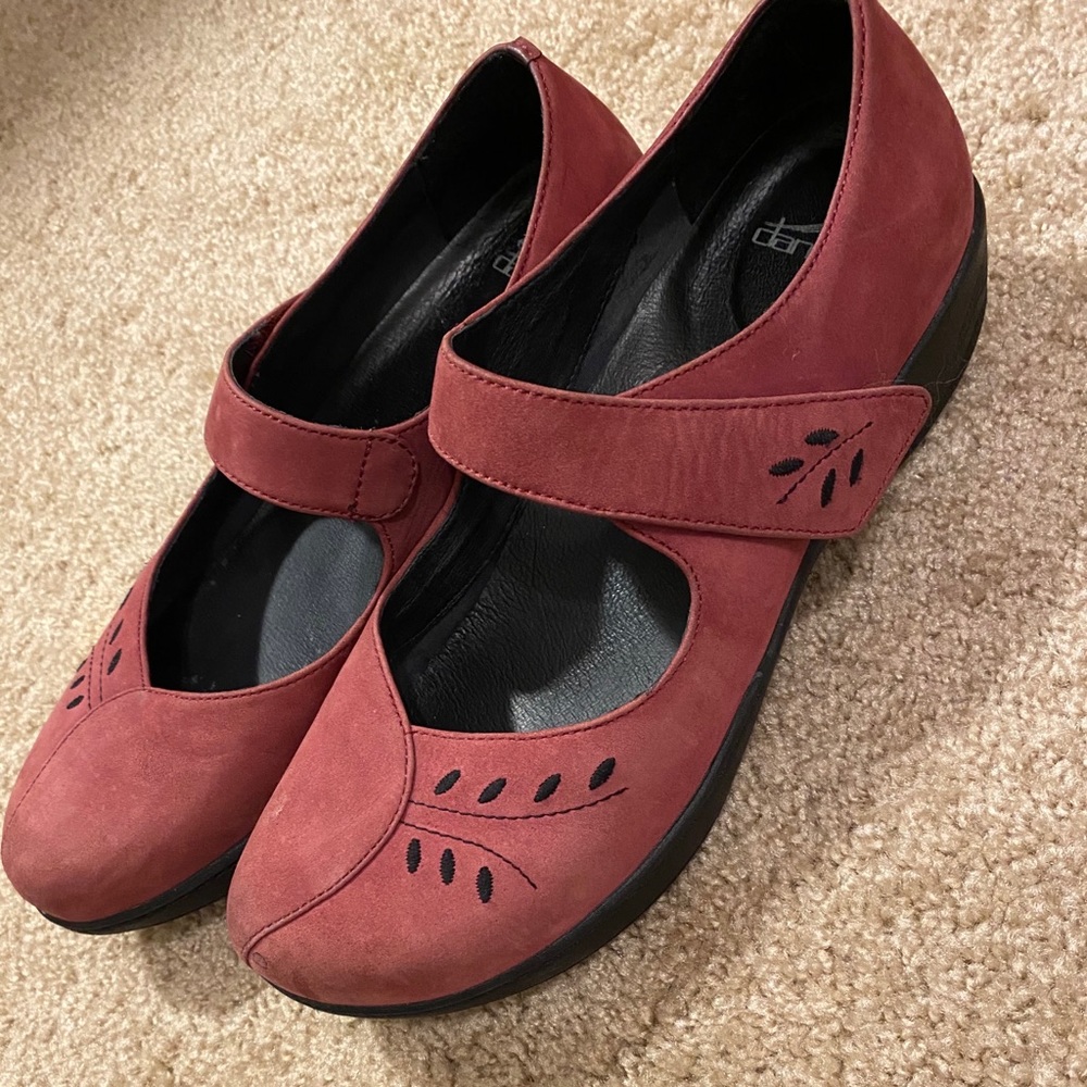 Dansko red decorative women’s clog with strap